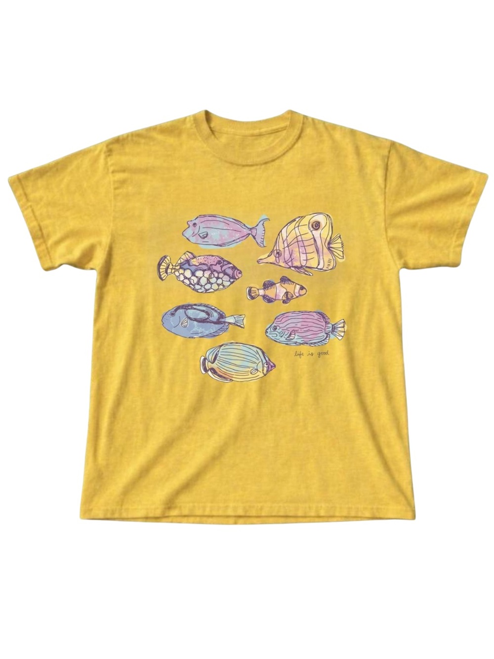Gildan Daisy Short Sleeve Tee with Multicolor Fish Graphic